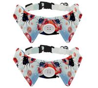 Paquete de 2 collares para perro con pajarita y campana, collar ajustable de mariquita para gatos pequeños y medianos y niñas, mascotas, cachorros, gatitos