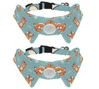 Paquete de 2 collares para perro con pajarita y campana, diseño de solapa ajustable Fox Yoga para mascotas pequeñas