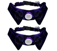 Paquete de 2 collares para perro con pajarita y campana, diseño de solapa ajustable Purple Space Rocks Planet para mascotas pequeñas