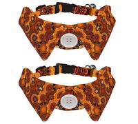 Paquete de 2 collares para perro con pajarita y campana, mandalas en color naranja, diseño de solapa ajustable, collar de pajarita para mascotas pequeñas