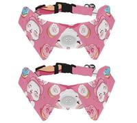 Paquete de 2 collares para perro, lindo fondo de dona de conejo, collar de gato ajustable con pajarita para perros pequeños, cachorros, gatos, conejos, cuello de 11.2 a 12.2 pulgadas