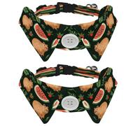 Paquete de 2 collares para perro, sandías Capybara, collar ajustable para gato con pajarita, collares para mascotas, collares suaves para perros pequeños