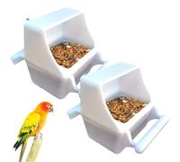 Paquete de 2 comederos para jaulas de pájaros, Cuenco de plástico para Comida de pájaros con Perca y Tapa antiderrames, comedero fácil de Limpiar para Jaula, Periquito, cacatúa, Periquito, acces