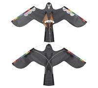 Paquete de 2 cometas voladoras de águila, cometa voladora de pájaros, espantapájaros con control de pájaros, halcón de queso, cometas para asustar pájaros, halcón de miedo, cometa de águila de