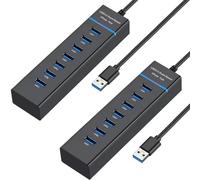 Paquete de 2 concentradores USB para laptop 7 en 1, divisor USB multipuerto USB extensor para laptop, PC, MacBook, Mac Pro, Mac mini, iMac, Surface Pro y más dispositivos USB