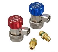 Paquete de 2 conectores rápidos de latón R134a para aire acondicionado, adaptadores de puerto de servicio de alta presión SAE de 1/4 pulgadas con sellos a prueba de fugas para mantenimiento automático