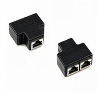 Paquete de 2 conectores RJ45 de 1 a 2 vías de red Ethernet dual LAN hembra F Cable Joiner Acoplador Adaptador Extensor CAT6 CAT5e CAT5