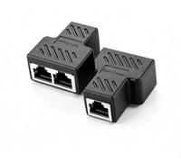 Paquete de 2 conectores RJ45 Splitter One Branch Two Network Pair Connector, enchufe de contacto de metal de expansión de puerto de red dual, conectado a LAN Internet Cat5 Cat6 (dos puertos no se