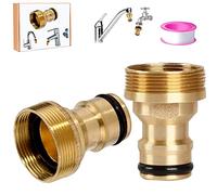 Paquete de 2 conectores universales para grifo de cocina, adaptador de manguera mezcladora de latón, accesorio de junta de tubo, jardín, conector de grifo universal de latón)