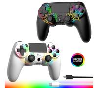Paquete de 2 controladores inalámbricos para PS4, controlador apto para PlayStation 4/Pro/Slim/PC, diseño de patrón de araña, batería de 1000 mAh, RGB ajustable, doble choque, giroscopio de 6 ejes