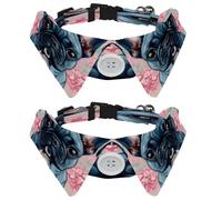 Paquete de 2 corbatines para perros pequeños, collar de camisa, bulldog francés, flores, cachorros, gatos, corbatines para fiestas, bodas, vacaciones, accesorios para mascotas