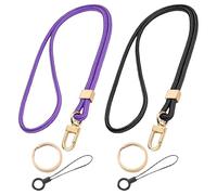 Paquete De 2 Cordones Trenzados, Correa Para Atar Con Llavero De Metal, Correa Ajustable Para El Cuello, Correa Para Identificación, Correa Con Hebilla Para Insignia, Correa Lisa Simple