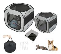 Paquete de 2 corralitos portátiles para gatos con tapetes de franela, tiendas de campaña plegables para uso en interiores y exteriores, fáciles de transportar con clavijas de seguridad, casas y