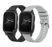 Paquete de 2 correas compatibles con Garmin Venu Sq, liberación rápida de 20 mm para Garmin Venu Sq 2, Venu 2 Plus, Forerunner 245/55, Forerunner 645/245 Music, Vivoactive 5/Vivoactive 3 (negro/gris)