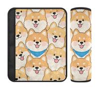 Paquete de 2 correas de hombro para cinturón de seguridad con diseño de perro Shiba Inu de dibujos animados para liberar el estrés en tu cuello y hombros para mochila, funda para cinturón de carro