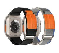 Paquete de 2 correas de nailon trenzado Trail Loop compatibles con Apple Watch Ultra 2 de 49 mm, 45 mm, correa deportiva elástica para Series 11/10/9/8/7/6/5/4/3/SE