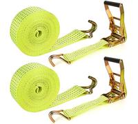 Paquete de 2 Correas de trinquete de 2 Pulgadas Resistentes de 20 pies, Correas de Amarre con Doble Gancho en J, Resistencia a la Rotura de 8000 Libras, Correas de trinquete de Carga para camión,