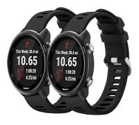Paquete de 2 correas impermeables compatibles con Garmin Forerunner 245/Garmin Forerunner 55, correa de 20 mm para Galaxy Watch 6/5/4/Forerunner 245 Music Band/Vivoactive 3/Vivoactive 5 (negro/negro)