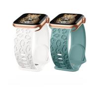 Paquete de 2 correas para Apple Watch de 45 mm, 44 mm, 46 mm, 42 mm, 41 mm, 40 mm, 49 mm, correa de silicona serie 8, 9, 10, 7, SE, 6, 5, 4, 42 44 45 49 S10-46mm, Silicona, Ágata