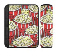 Paquete de 2 correas para cinturón de seguridad con diseño de palomitas de maíz de dibujos animados, libera el estrés en tu cuello y hombros, funda para cinturón de seguridad para adultos, para
