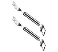 Paquete de 2 cortadores profesionales de sandía de doble extremo y tenedor de frutas, resistente a la corrosión, cortador de sandía y tenedor