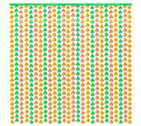 Paquete de 2 cortinas de flecos metálicos de 3.3 pies x 6.5 pies, diseño de trébol de trébol de San Patricio, serpentinas de oropel doradas, verdes y naranjas, telón de fondo grande para cabina de