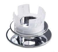 Paquete de 2 cubiertas de agujero de desbordamiento para lavabo de baño, cromadas, ajuste redondo de 22 mm y 24 mm para lavabos estándar, acabado plateado, fácil de instalar, no requiere herramientas