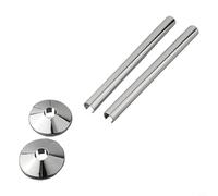 Paquete de 2 cubiertas de tubo de radiador con collares para tubos de 15 mm de tamaño de tubo cromado para ocultar y tubos de radiador en entornos de baño (cromado)