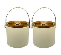 Paquete de 2 cubos de hielo de acero inoxidable de doble pared de 1,4 a 3 L for cubitos de hielo, con tapa hermética for bar, restaurante y hogar.(White,3L)