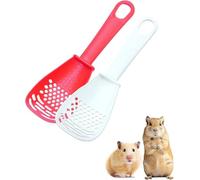Paquete de 2 cucharas de baño de arena para hámster, pala de arena de plástico para chinchilla, jerbo, dragón barbudo, reptil, pala de tamiz para limpieza de jaulas de animales pequeños, accesorios de