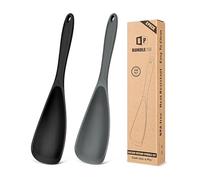 Paquete de 2 cucharas de cocina para utensilios de cocina antiadherentes, cuchara de espátula multifunción libre de BPA, adecuada para escopetar, raspar, servir y mezclar (negro-gris)