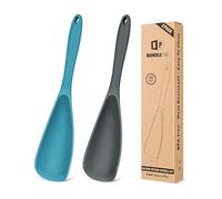 Paquete de 2 cucharas de cocina para utensilios de cocina antiadherentes, cuchara de espátula multifunción libre de BPA, adecuada para escopetar, raspar, servir y mezclar (gris-azul)