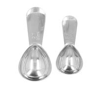 Paquete de 2 cucharas medidoras de café de acero inoxidable 304, escala métrica y estadounidense grabada, mangos ergonómicos de 30ml y 15ml, aptas para lavavajillas