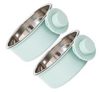 Paquete de 2 cuencos colgantes de gran tamaño de 650 ml, resistentes a la corrosión, para perros, gatos, construcción de acero inoxidable, a prueba de derrames