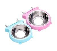 Paquete de 2 cuencos de acero inoxidable montados en jaula para perros y gatos, tazas de alimentación de agua y alimentos para mascotas pequeñas