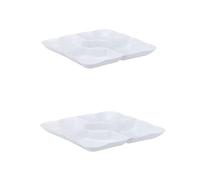 Paquete de 2 cuencos para salsas o aperitivos, platos de melamina divididos con 6 compartimentos, bandeja para aperitivos, aperitivos frescos (2 sartenes cuadradas)