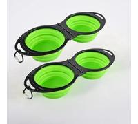 Paquete de 2 cuencos plegables para perros, 2 en 1 plegable de silicona para alimentos y agua, plato de viaje portátil para camping, senderismo, caminata
