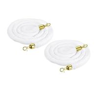 Paquete de 2 Cuerda de Puntal de Terciopelo,Terciopelo Puntal Cuerda,Multitud Control Barrera Cuerda con Ganchos Dorados,Cuerda de Barrera de Cola para Clubes,Hoteles(Size:6ft/185cm,Color:Blanco)
