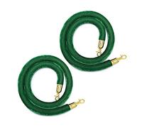 Paquete de 2 cuerdas de control de multitudes de terciopelo verde con clips en D, cuerdas gruesas para colgar para eventos de alfombra roja, cines, líneas VIP y gestión de colas