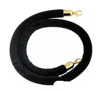 Paquete de 2 cuerdas de seguridad de terciopelo negro para postes de soporte y postes de bolardo, cuerda de barrera VIP de 1,5 m para control de multitudes de eventos y configuración de alfombra roja