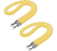 Paquete de 2 cuerdas de terciopelo amarillo con gancho plateado, cuerda de barrera de control de multitudes, divisor de cola VIP para eventos, hoteles y conciertos (185 cm)