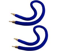 Paquete de 2 cuerdas de terciopelo con clips dorados de 10 pies, 8 pies, 6.5 pies, 5.5 pies, barrera de control de multitudes para eventos y alfombra roja, color azul, ideal para fiestas y reuniones