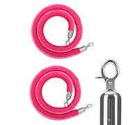 Paquete de 2 cuerdas de terciopelo con ganchos plateados de 6.5 pies, modernos cables de control de multitudes para eventos, restaurantes, teatros, gestión de colas VIP, elegante cuerda de barrera