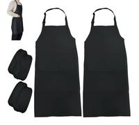 Paquete de 2 delantales de cocina negros para hombres y mujeres, delantal de cocina con correa ajustable para el cuello, impermeables con 2 bolsillos, delantal de parrilla para chefs (70*80 cm)