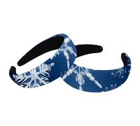 Paquete de 2 diademas anchas de poliéster para mujer, diademas de Navidad con diseño de nieve en I, diademas antideslizantes para niñas y mujeres, accesorios para el cabello