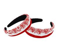 Paquete de 2 diademas anchas de poliéster para mujer, diseño de copo de nieve navideño, diademas antideslizantes para niñas y mujeres, accesorios para el cabello