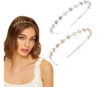 Paquete de 2 diademas de aleación de cinco puntas con forma de estrella, accesorios para el cabello de boda, adornos para mujeres y niñas elegantes