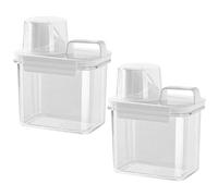 Paquete de 2 dispensadores de detergente líquido para Ropa, 1100ml, con Tapa de Taza medidora con Sello hermético para organización del hogar, Transparente