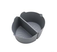 Paquete de 2 divisores de silicona para olla de cocción lenta para olla de 6 cuartos de galón, antiadherente, reutilizable, cámara de cocción doble, juego de color negro y gris (gris)