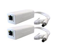 Paquete de 2 divisores Gigabit PoE, salida de 12 V CC, compatible con IEEE 802.3 af/at, enchufe de 5.5 mm x 2.1 mm, para cámara de seguridad y más, color blanco
